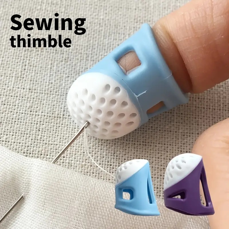 Seam Ripper Tool - 2-Pack Anti-Slip Sewing Thimbles, Soft Silicone