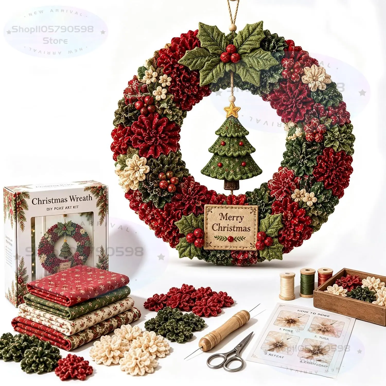 3D Fabric Poke Wreath DIY Kit, - огляд і ціна Sewing Kit